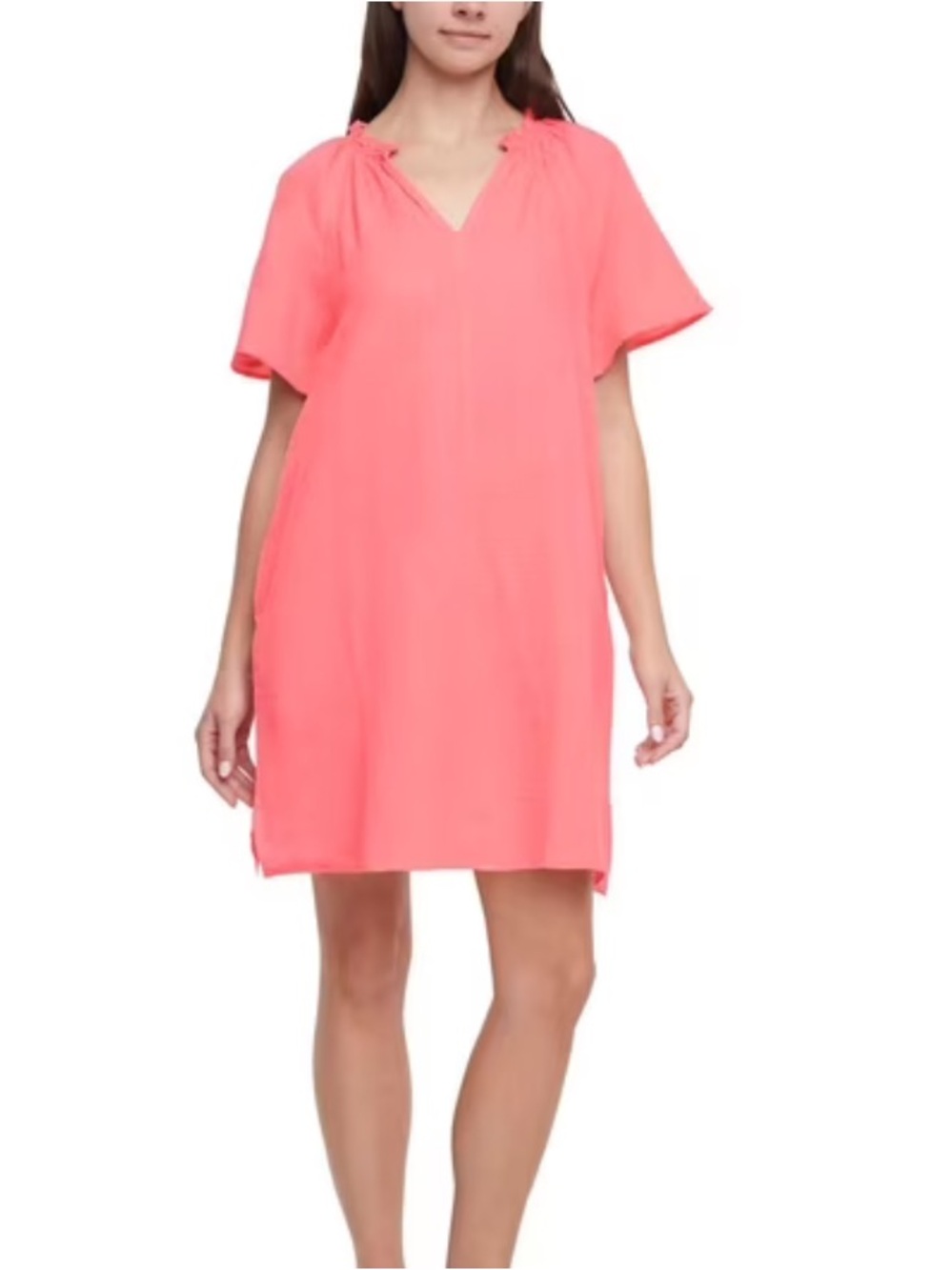 GAP Coral Gauze Pop-Over Dress